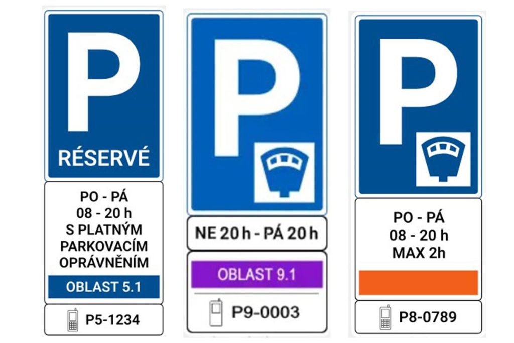 strefa płatnego parkowania w Pradze - znaki